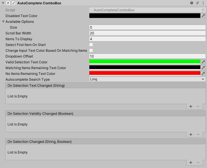 AutocompleteComboBox inspector