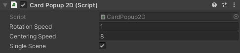 2D Popup Cards Inspector