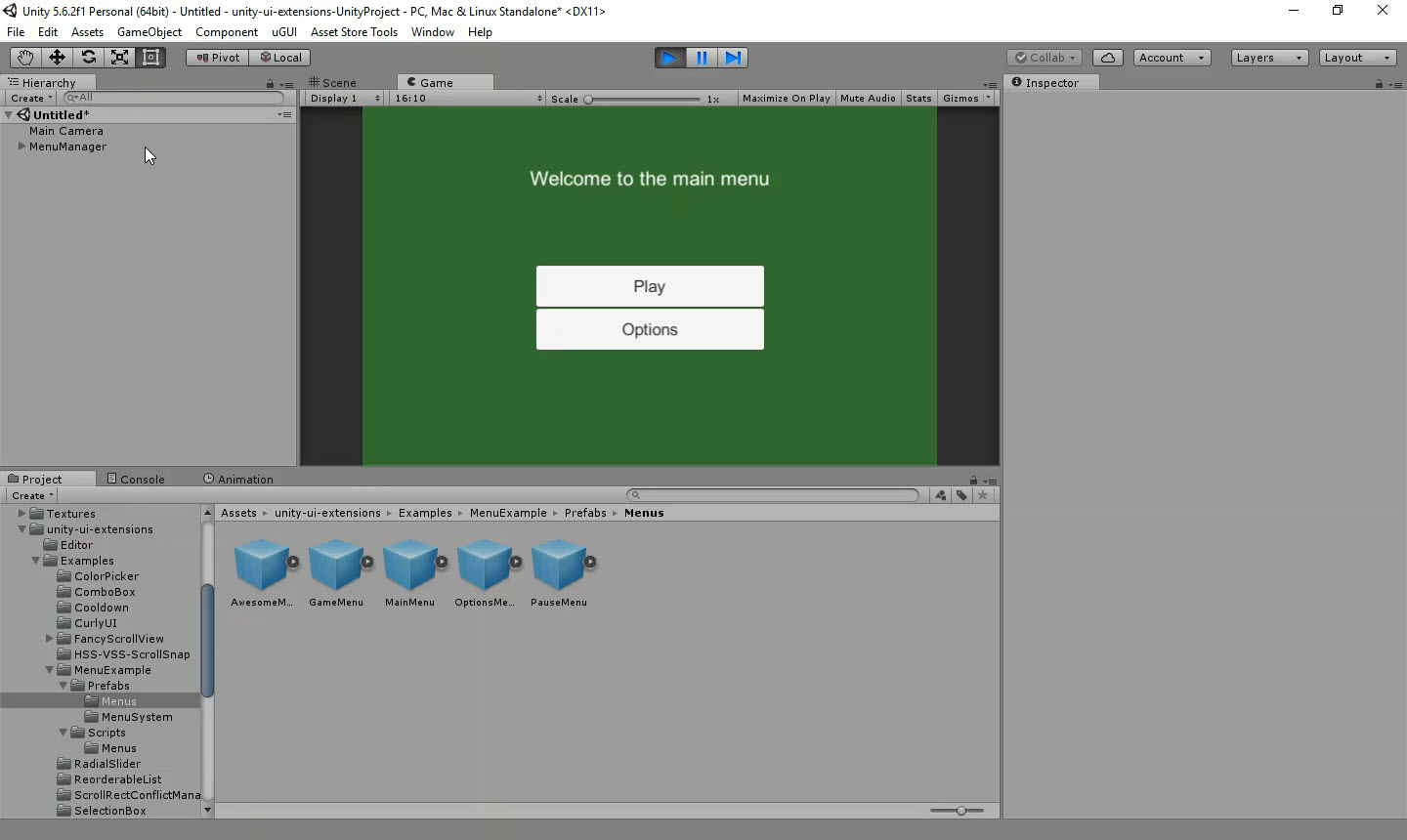 Menu System preview