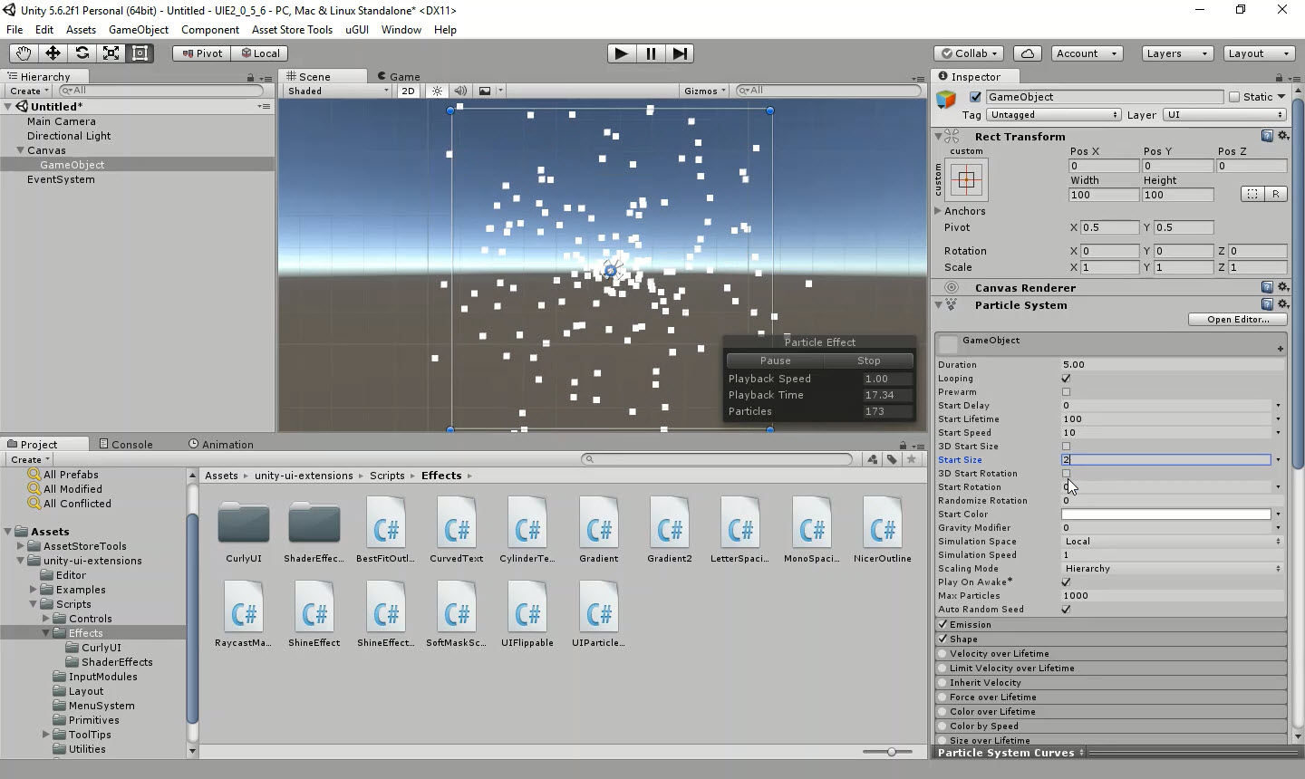 UI Particle System preview